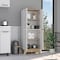 Tuhome Pamplona Double Kitchen Pantry, Double Door, Four Legs, Four Shelves, Light Oak/White ADB7160 - alternate 1